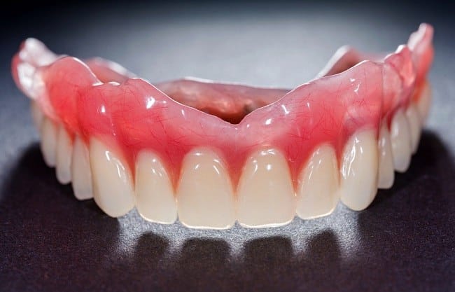 a close-up of a denture